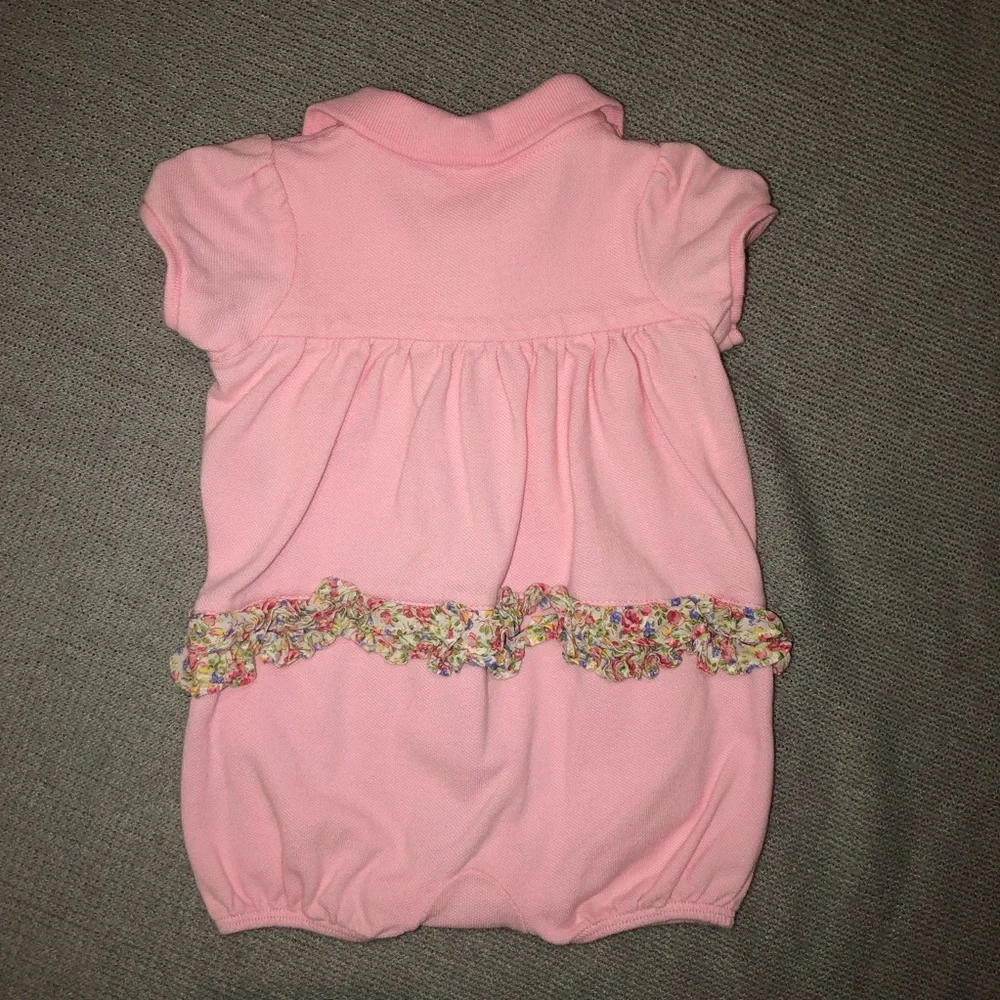 Ralph Lauren Pink Ruffle Bum Bubble Romper